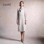 Laurel劳芮26春新款 22MM弹力重绉 荡领领带连衣裙LWL371Y06100