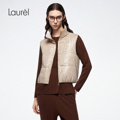 【白鹅绒】Laurel劳芮新款亮片立领羽绒马甲LWD366L04200