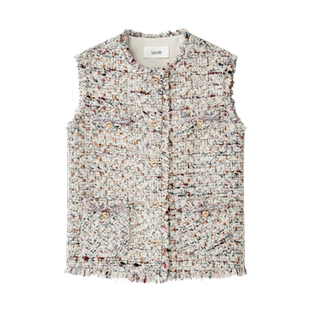 Laurel劳芮新款小香风紫灰花纱背心LWD353B00700