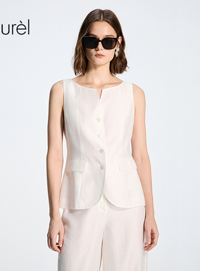 【醋酸亚麻】Laurel劳芮26春新款V领微收腰西装马甲LWD371B00700