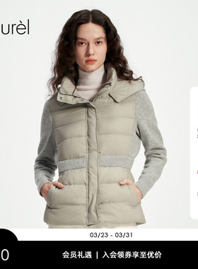 Laurel劳芮新款针织拼接排骨羽绒服LWD344L01700