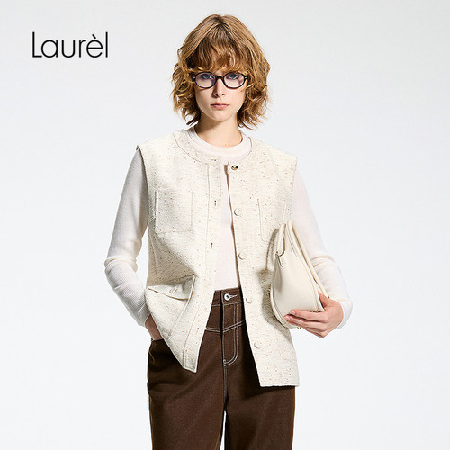 【小香风暗格花纱】Laurel劳芮26春新款经典口袋马甲LWL371B00800