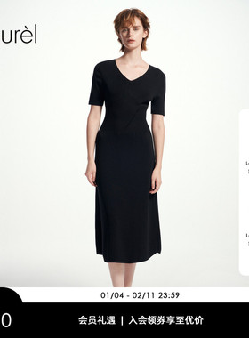 【粘纤】Laurel劳芮新款法式V领针织小黑裙女LWD361M01100