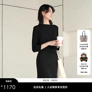 Laurel劳芮淡人收腰显瘦气质连衣裙女LWD323Y60100 进口三醋酸