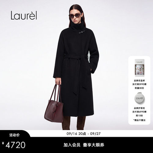 【绵羊毛】Laurel劳芮26秋冬新款双面呢皮扣长款大衣LWD373D01100