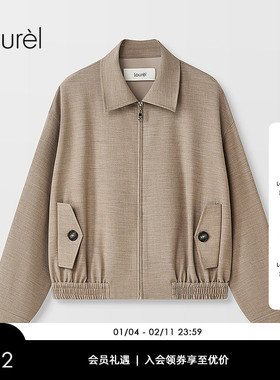 Laurel劳芮新款亚麻棕休闲夹克外套LWD366W02600