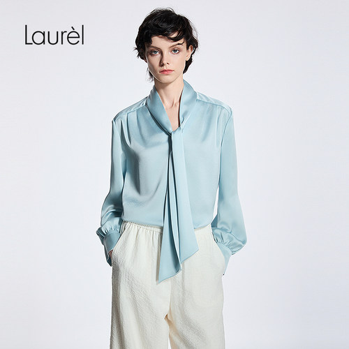 【三醋酯纤维】Laurel劳芮新款优雅缎面飘带衬衫LWD365C03800