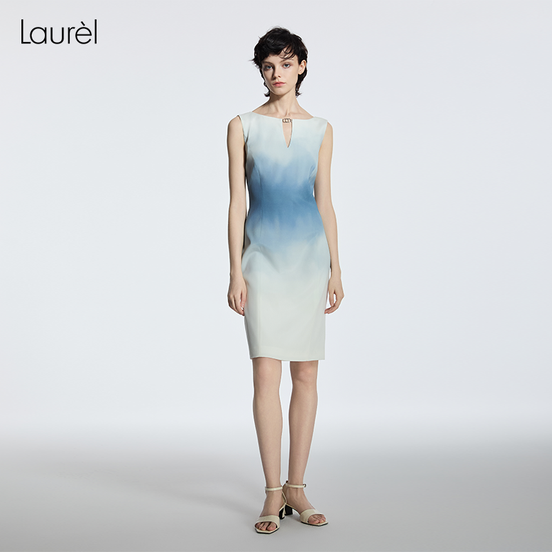 Laurel小V领收腰渐变连衣裙