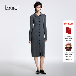 【锦纶】Laurel劳芮新款衬衫领单排扣针织连衣裙LWD363M04000