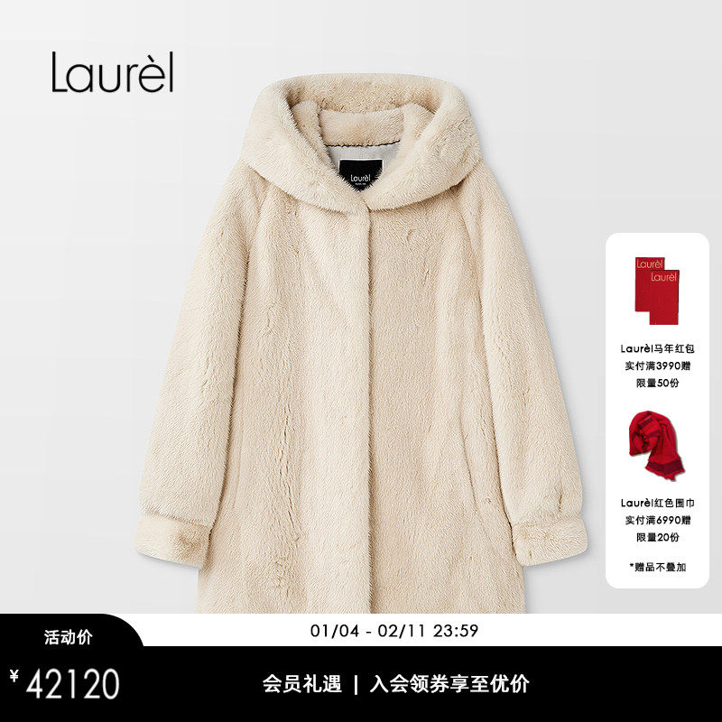 【水貂毛皮】Laurel劳芮新款连帽水貂大衣外套LWD366S12900,女装/女士精品,皮草,淘宝优惠券,粉丝福利购,淘宝优惠卷