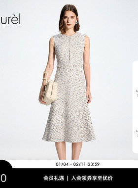 Laurel劳芮26春新款小香风无袖收腰A字连衣裙LWD371Y03500