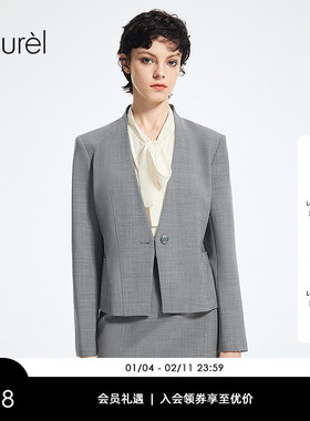 【绵羊毛】Laurel劳芮新款修身无领短西装外套LWD363T02200
