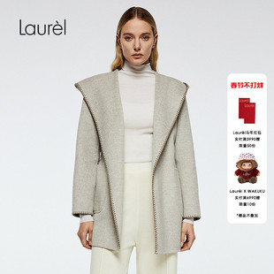 Laurel劳芮新款连帽系带中长款大衣LWD364D00900