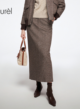 【斜条针织羊毛料】Laurel劳芮新款劳伦斯直半裙LWL364Q02400