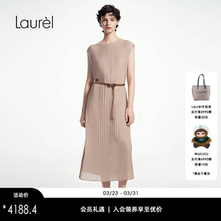 淡人连衣裙女LWL335Y19800 Laurel劳芮25春秋新款 三醋酯纤维