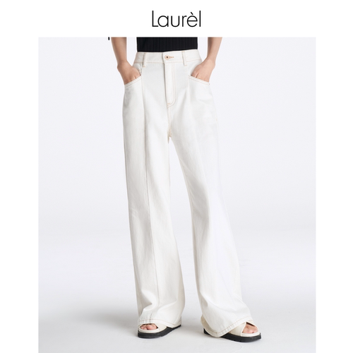 LAUREL拼接牛仔阔腿裤