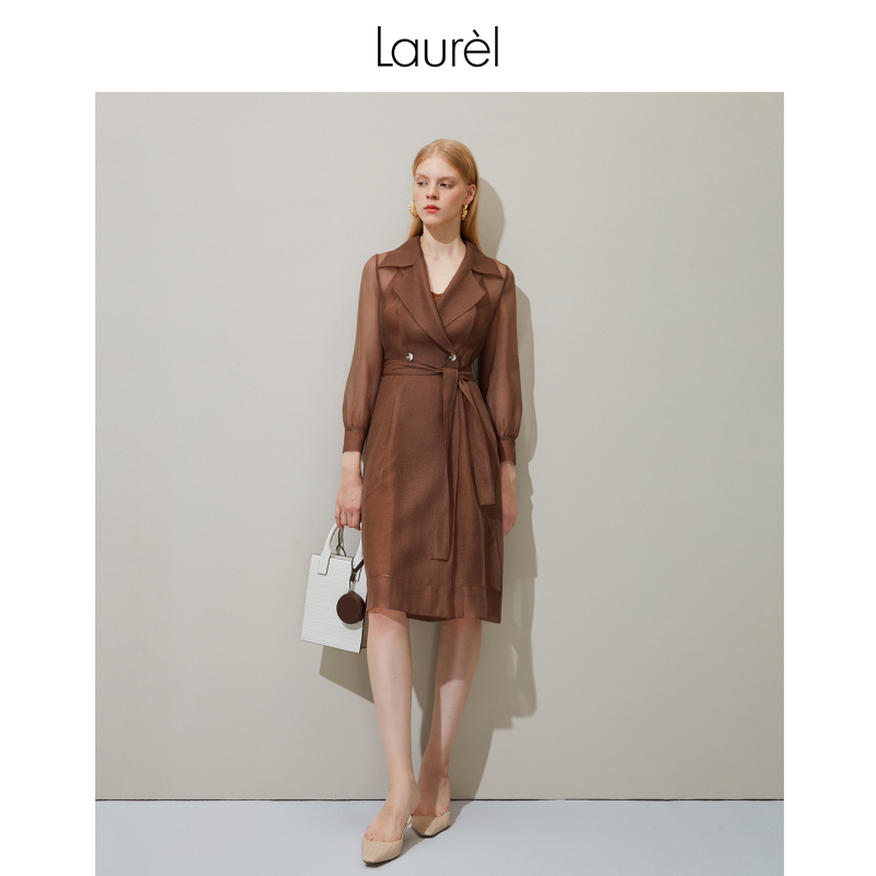 laurel春夏气质法式风欧根纱风衣