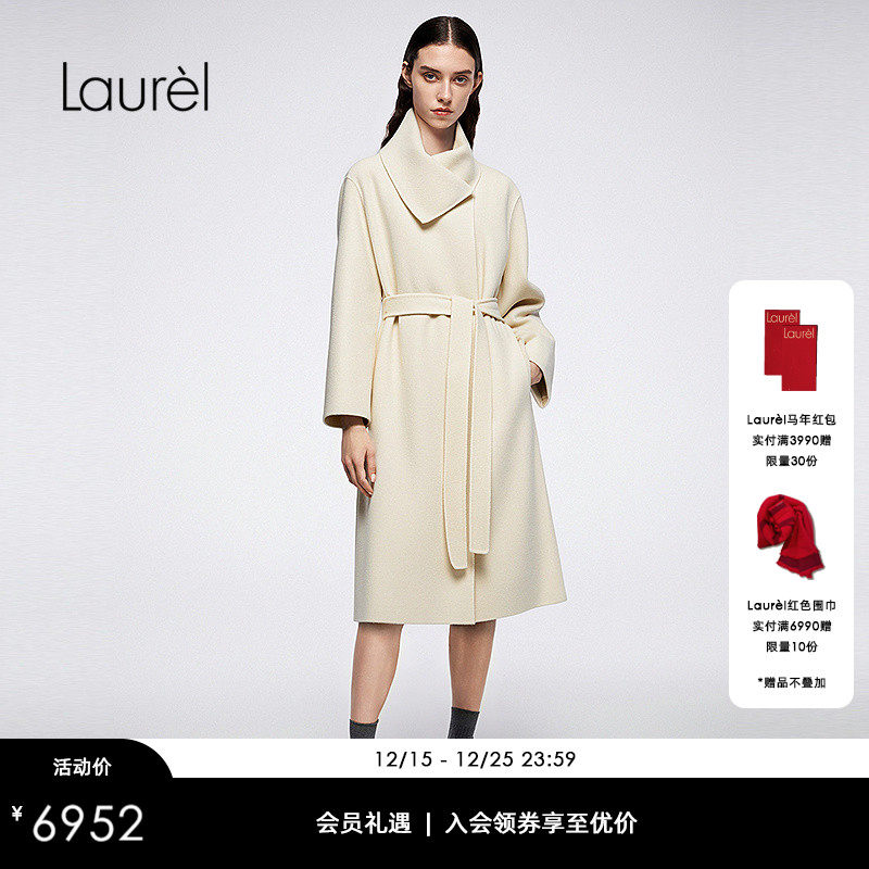 【绵羊毛】Laurel劳芮25秋新款大翻领系带收腰大衣LWD364D04700