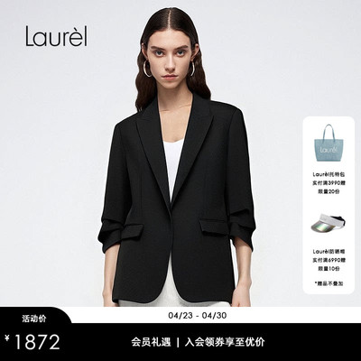Laurel劳芮新款七分袖褶皱收腰西装LWD366T02400