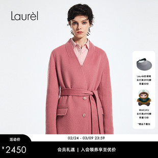 【绵羊毛】Laurel劳芮新款v领系带短款大衣女LWD366T00300