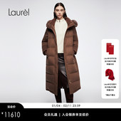 羽绒服LWL364L01700 狐狸毛连帽长款 丝驼绒 Laurel劳芮新款