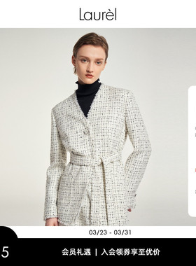 【轻薄绵羊毛】Laurel劳芮新航海格纹花呢小香外套女LWL343T07600
