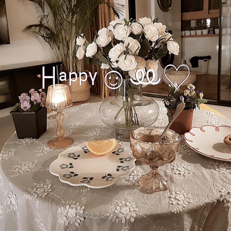 花园桌布 法式ins风白色蕾丝复古轻奢圆桌盖布餐桌布艺阳台茶几布