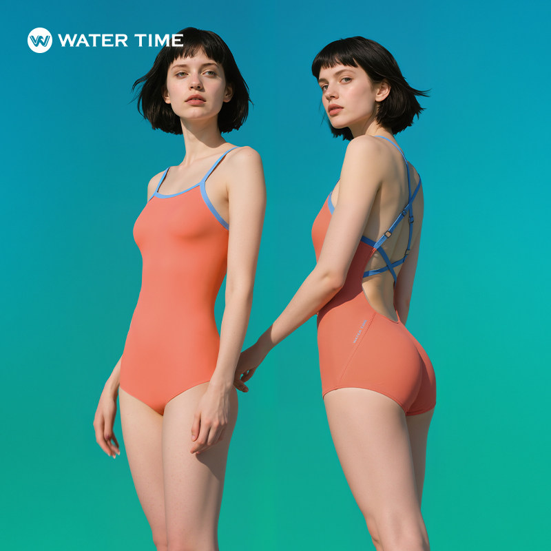 WaterTime泳衣性感吊带连体泳装女款专业竞速撞色专业竞速游泳馆