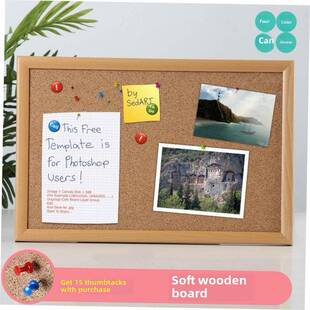 Corkboard photo wall solid wood frame blackboard pine office