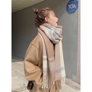 Scarf Autumn Style 2023 Plai Preppy Women Vintage New Winter
