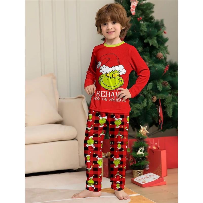 Xmas Family Matching Pajamas Set Cartoon Adult Kid Baby Fami