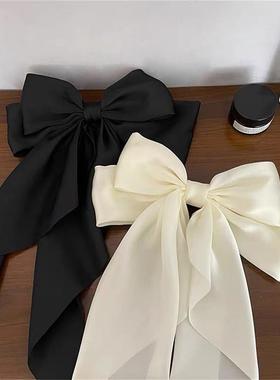 Elegant Bow Ribbon Hair ClipSimple Solid Satin Spring Clip H