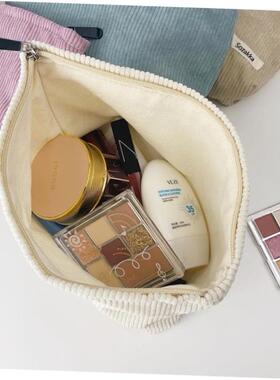 Corduroy Women Cosmetic Bag Cotton Cloth Makeup Pouch Hand T