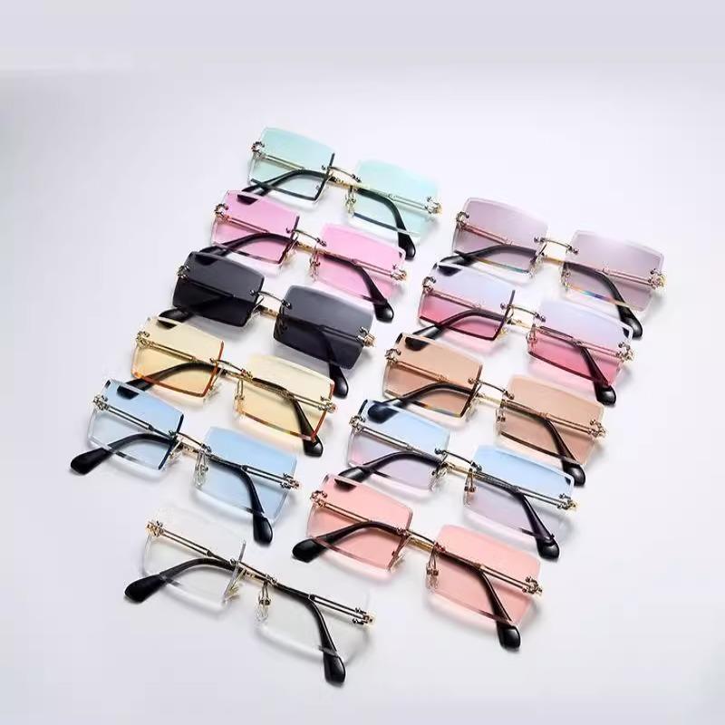 Fashion Rimless Square Sunglasses for Men Women Sun Glasses