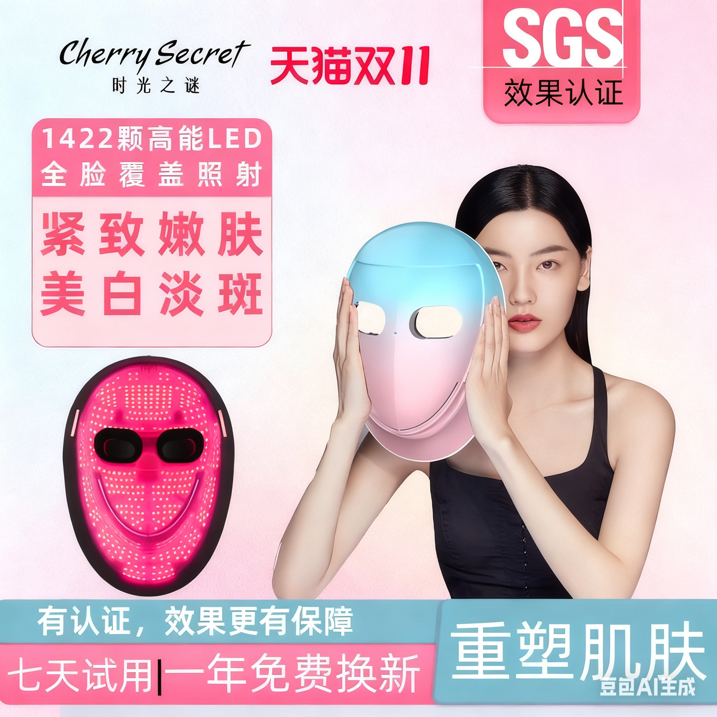 SGS效果认证]光子嫩肤仪家用脸部大排灯红蓝光美容仪淡斑美白祛痘