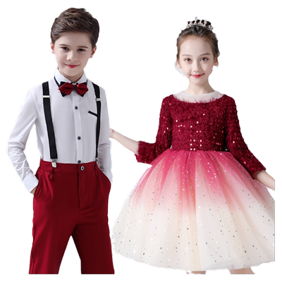 喜庆朗诵唱红歌女童主持人演出服