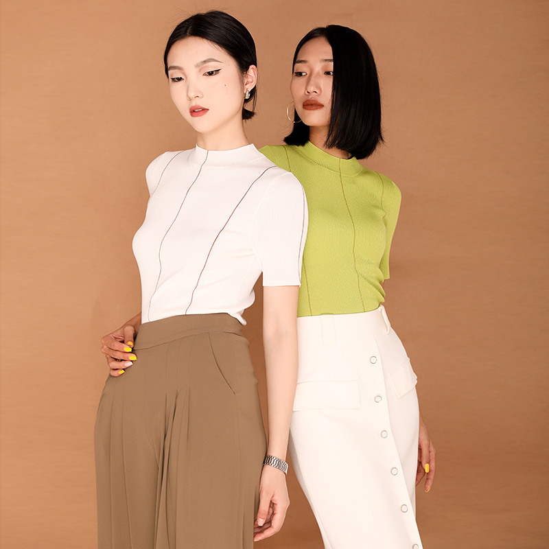 BRAND BY MEI【拉扯测试不变形】独特设计感半高领针织上衣top