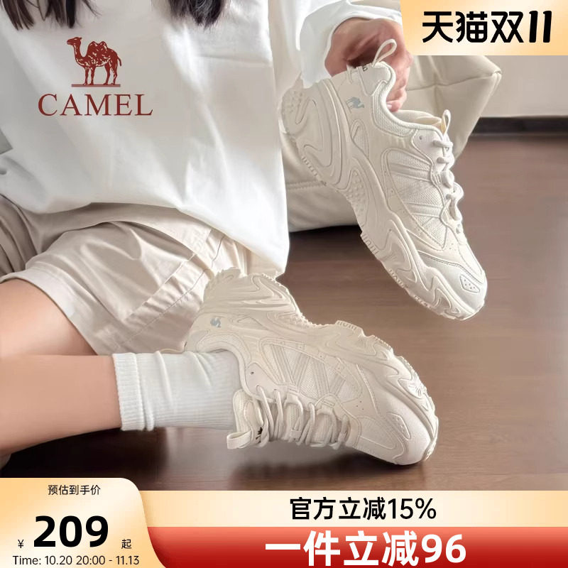 骆驼休闲鞋女士2026秋季新款复古休闲运动透气厚底增高老爹鞋女鞋