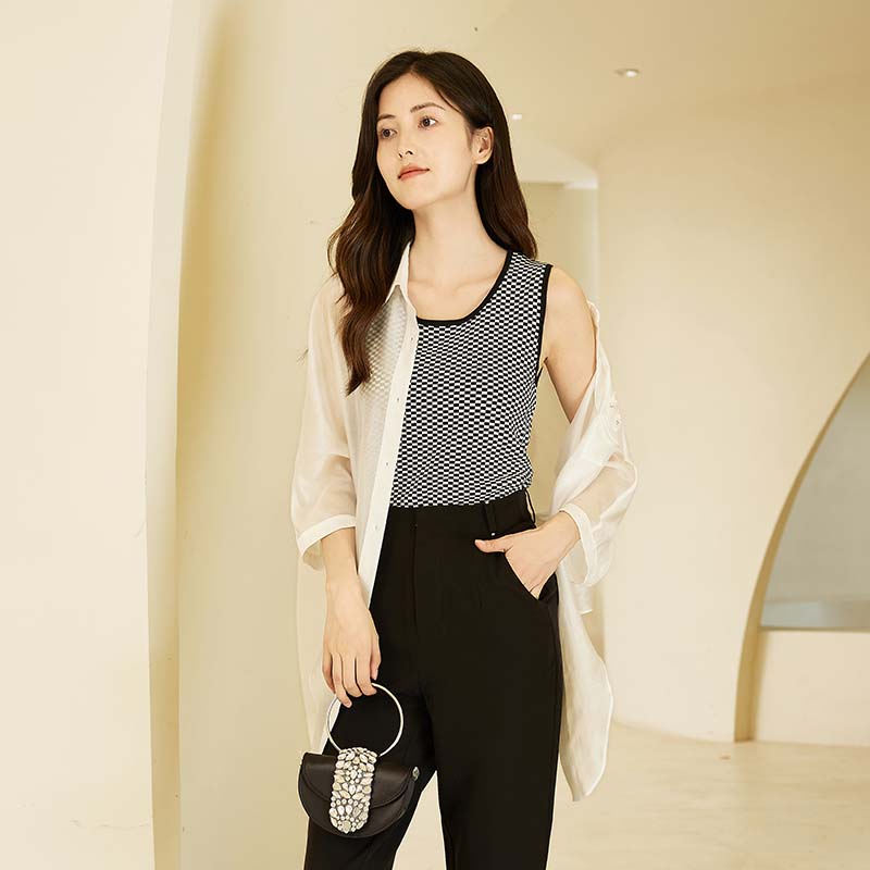 黑白格鲁思蒂吊带Luci背心