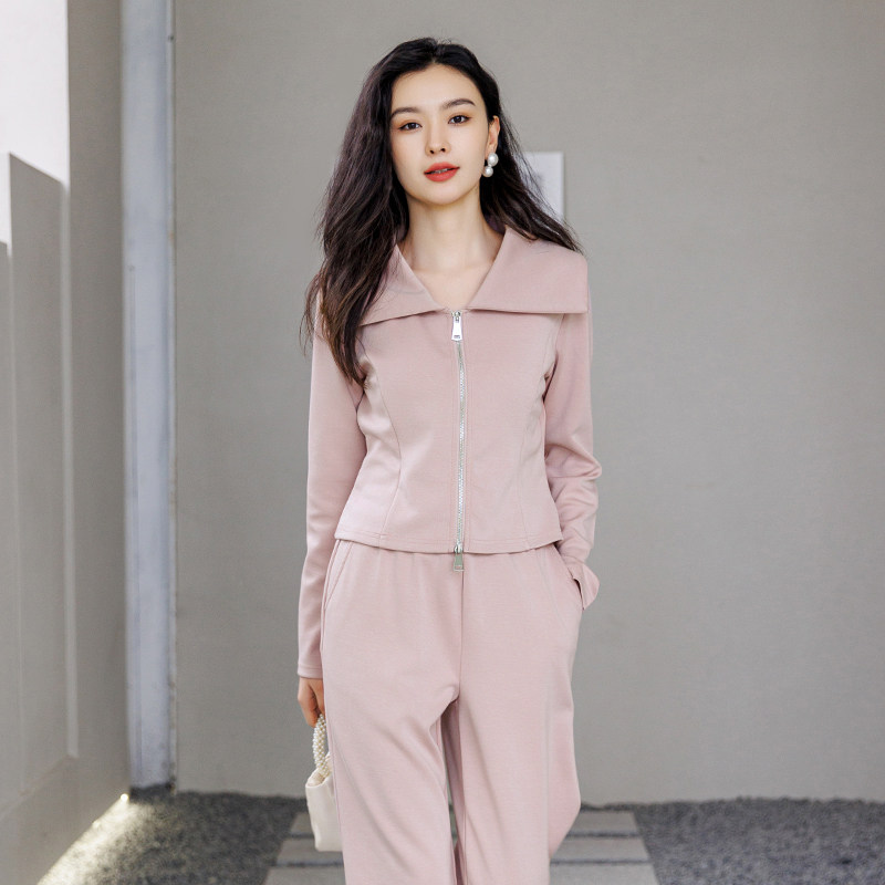 Lucidy鲁思蒂粉色卫衣女2025新款春秋款上衣小个子时尚开衫外套