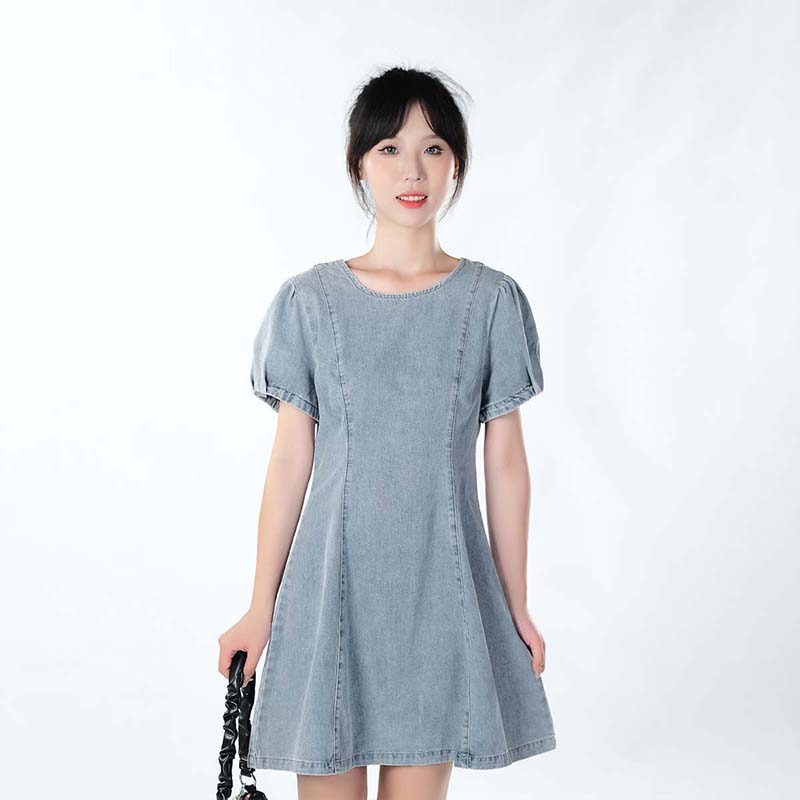 牛仔连衣裙棉纯色休闲a字