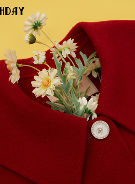 highday轩日2022冬季新款海军领纯色中长款收腰双面呢NY12AE29998