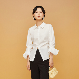 新款 百搭通勤polo领开衫 长袖 女时尚 衬衣潮 衬衫 lucidy鲁思蒂24秋季