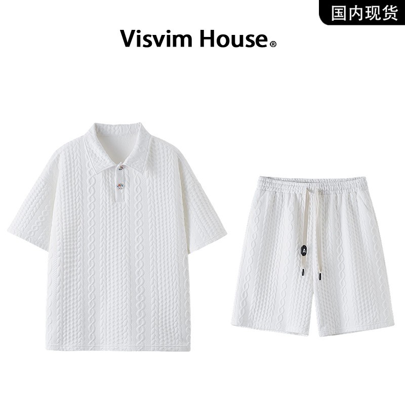 品牌现货撤柜】VISVIM WINGS夏季提花纹理高级感短袖短裤套装男