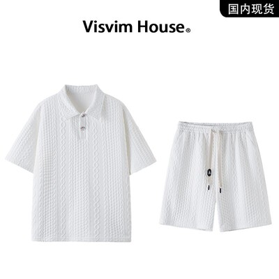 品牌现货撤柜】VISVIM WINGS夏季提花纹理高级感短袖短裤套装男