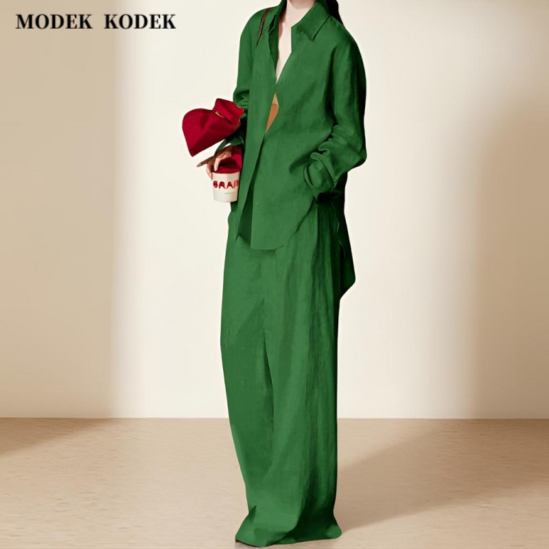 MODEK KODEK老钱风潮牌时尚套装男女夏季高级感长袖衬衫休闲长裤