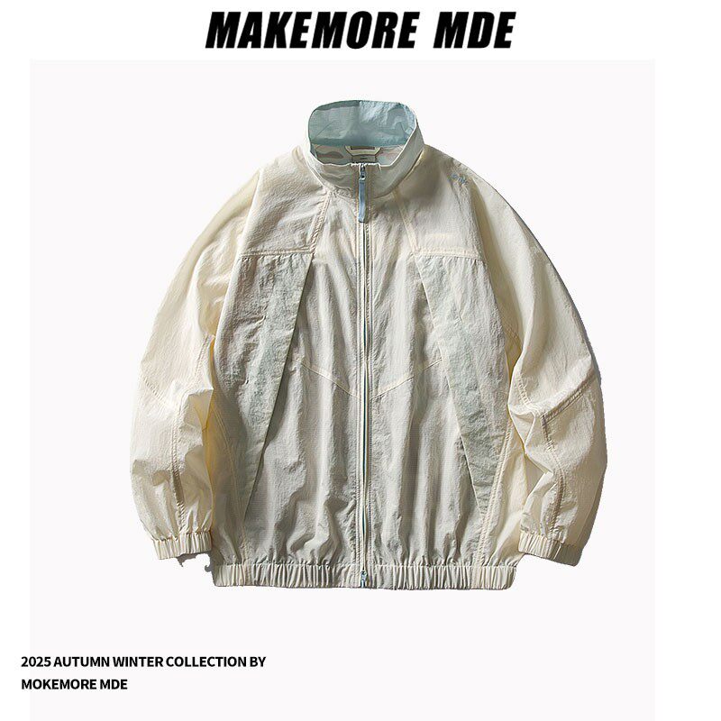 Makemore防晒外套男士夏季宽松速干皮肤衣多巴胺情侣款立领夹克