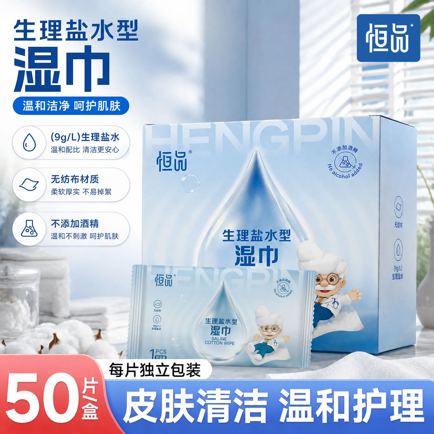 【独立装】生理盐水湿巾清洁必备