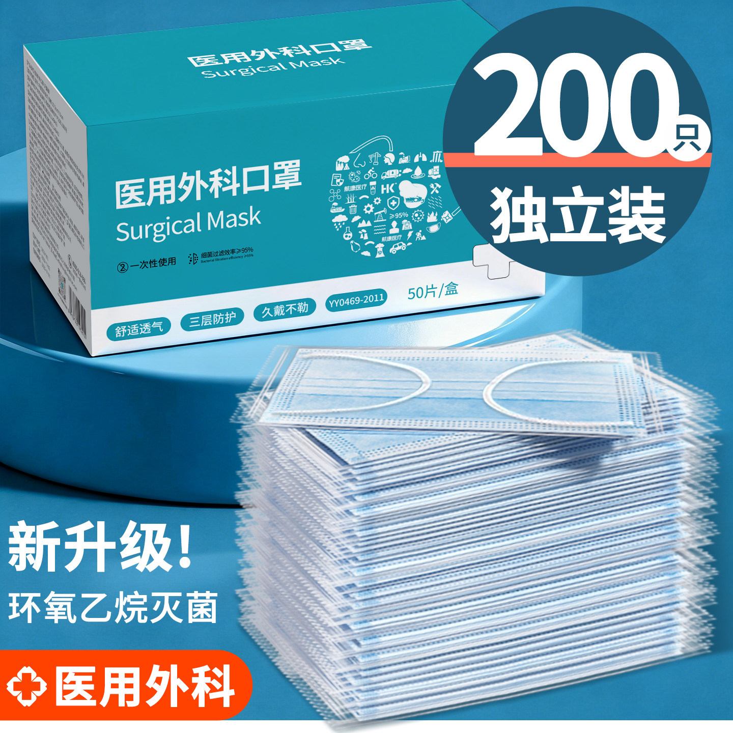 医用外科口罩灭菌级一次性医疗官方正品旗舰店成人单独包装200只