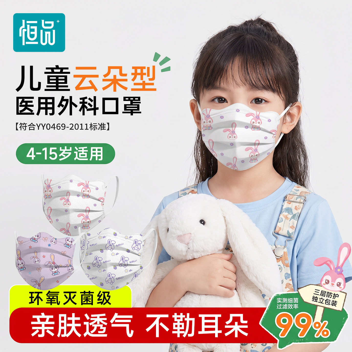 儿童医用外科口罩灭菌级8-12岁图片